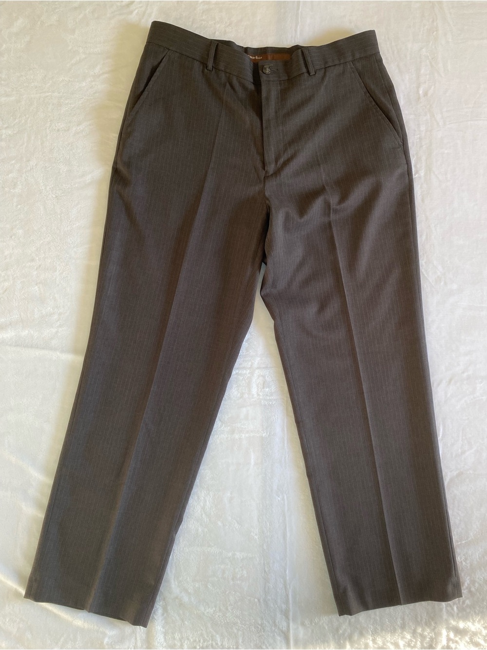 Perry Ellis Men's Flat-Front Stripped Brown Dress Pants Size 33/30